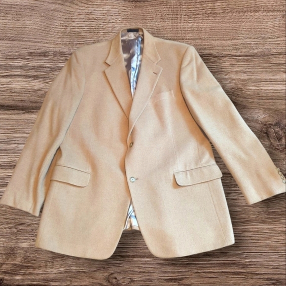 Roundtree & Yorke 100% camel hair neutral oatmeal classic sports coat sz 46L - Picture 7 of 9